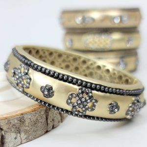 NWT Art Deco Pave CZ Hinged Magnetic Cuff Bangle